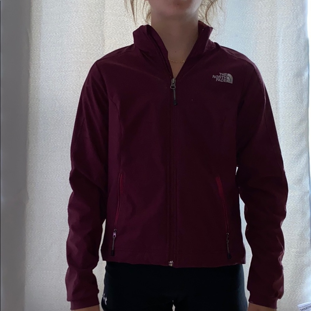 Hard shell northface maroon with fuzzy inside